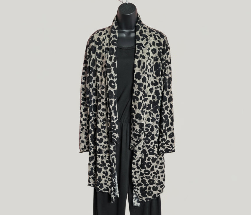 Black Animal Print Cardigan