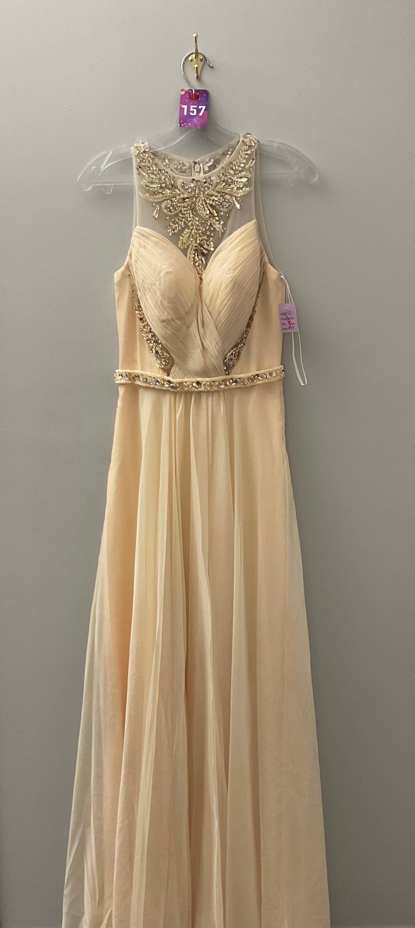 Champagne and Beaded Formal Dress