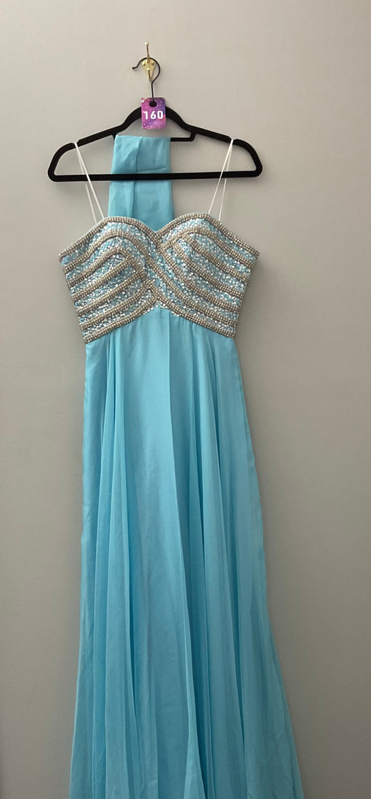 Cornflower Blue Strapless Formal Dress