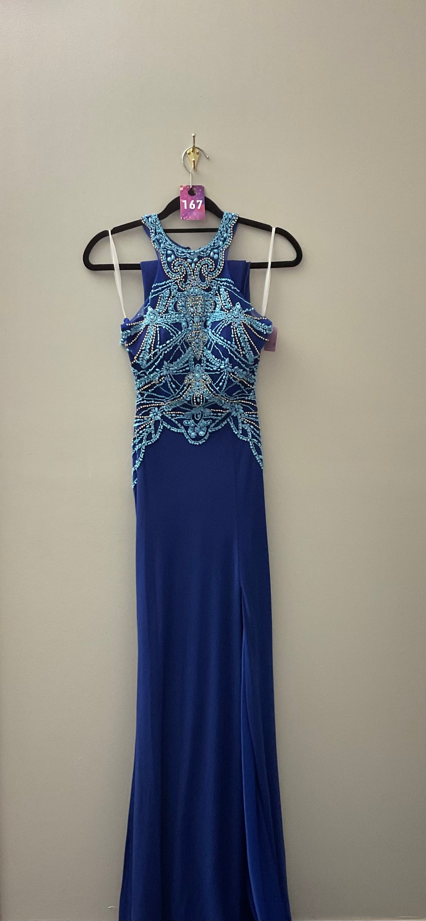 Blue with Beaded Top Formal Dress