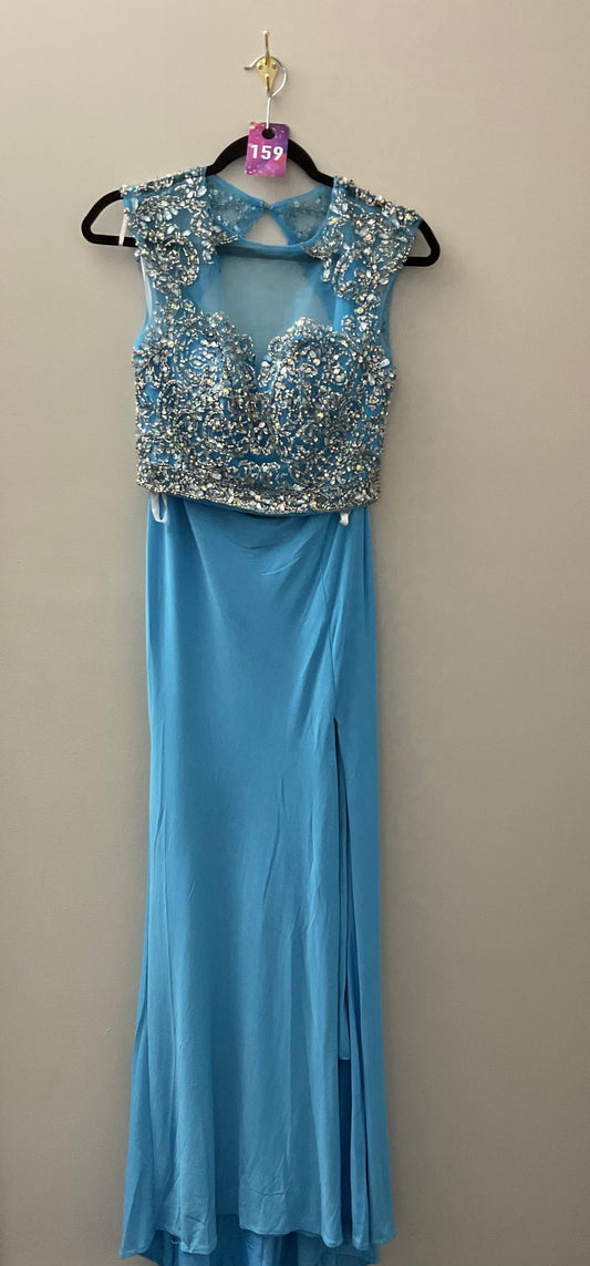 Sky Blue Two Piece with Beaded Top Formal Dress