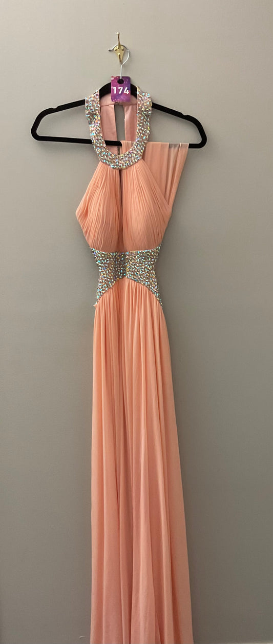 Peach and Beaded Formal Dress