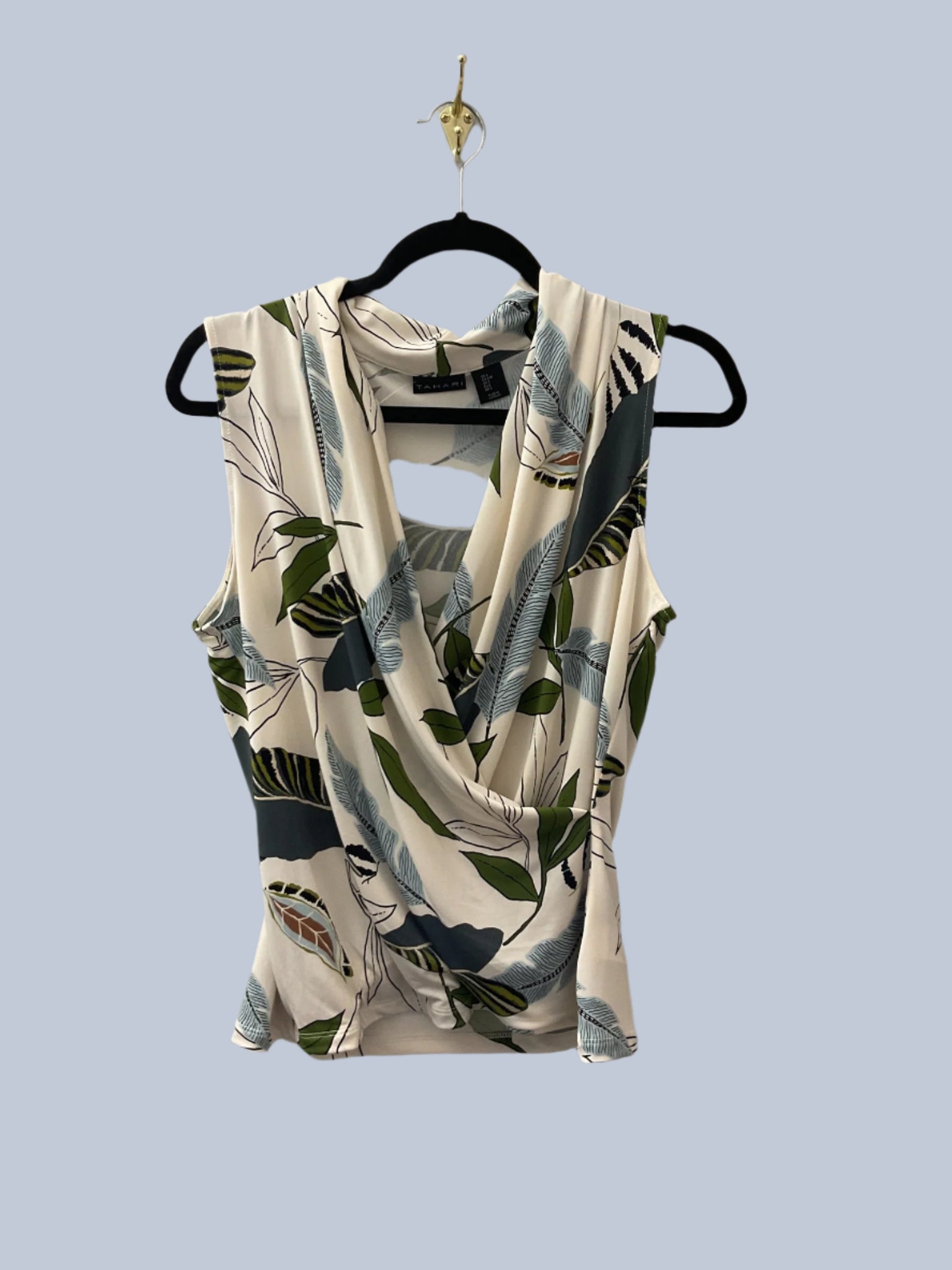 Floral patterned sleeveless top.